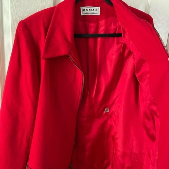 Dumas 100% Wool Red Zip Jacket, Sz Lg Made in USA - Picture 15 of 15